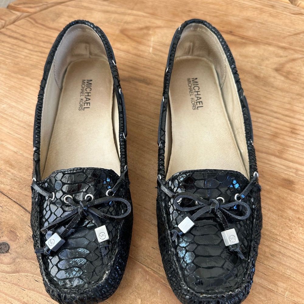Michael Kors Black Snakeskin Loafers for Women